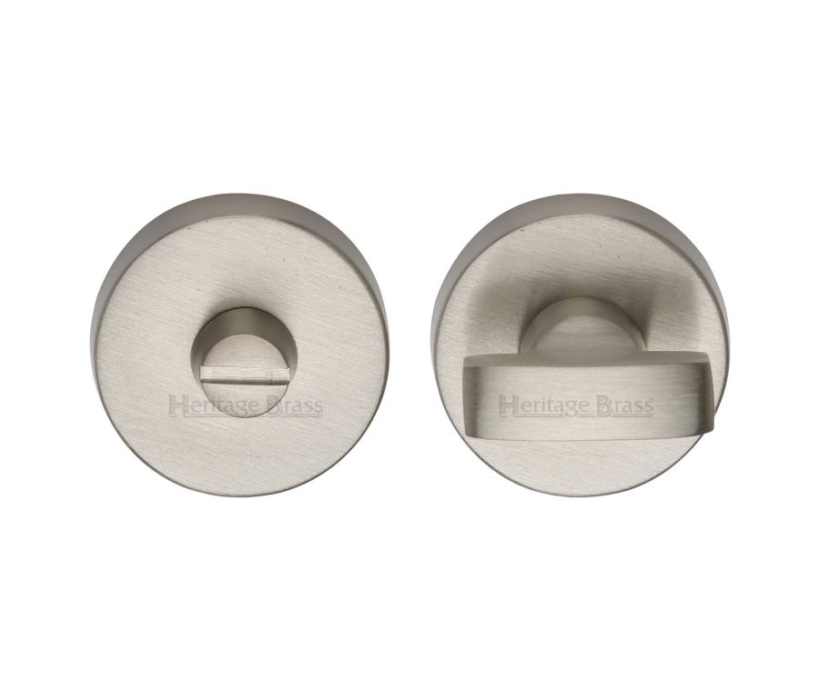 Satin Nickel Round Bathroom Turn & Release - V1018