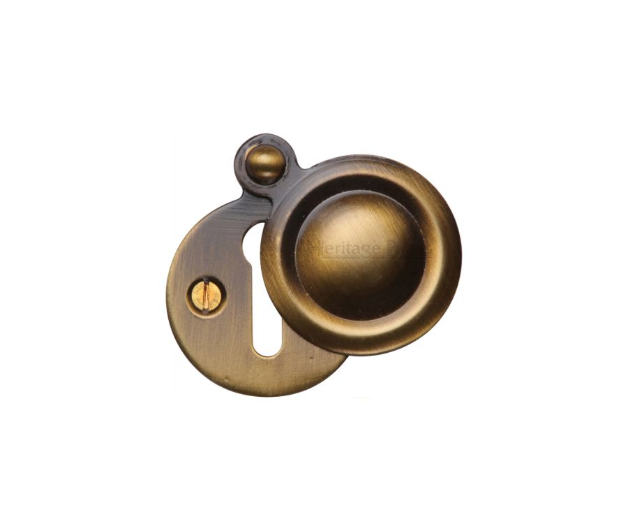 Antique Brass Standard Covered Key Escutcheon Round - V1020 