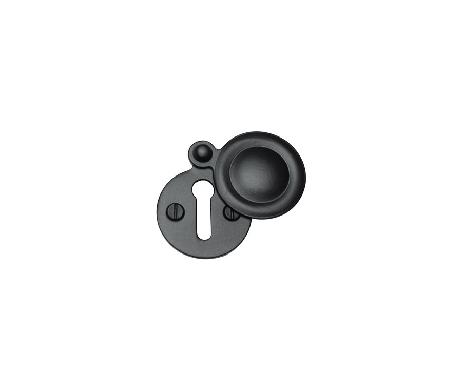 Matt Black Standard Covered Key Escutcheon Round - V1020 