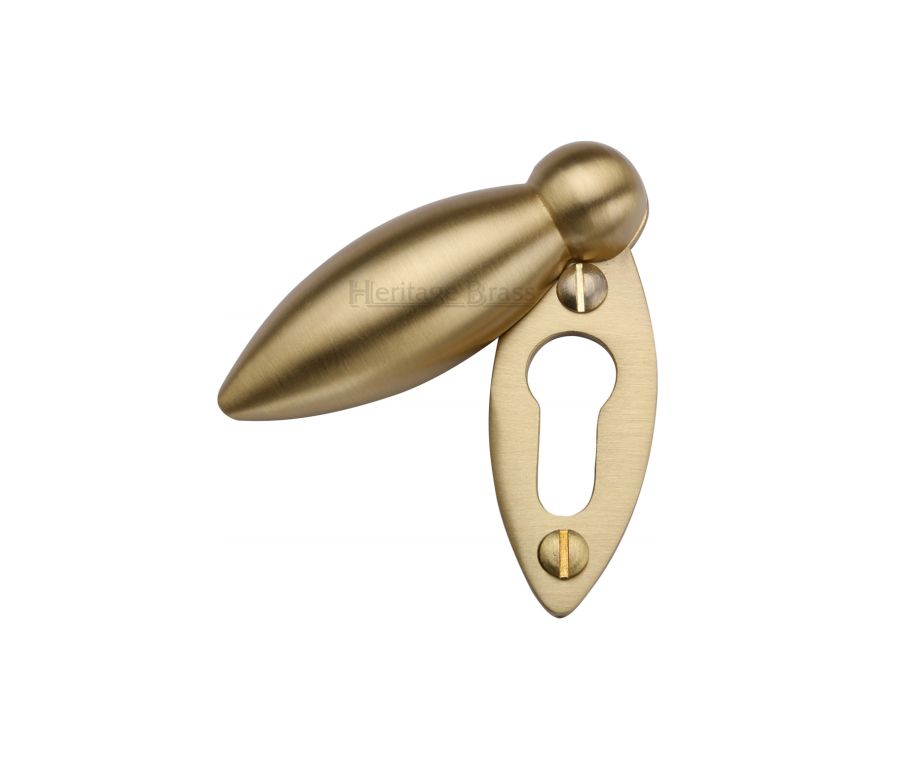 Satin Brass Standard Covered Key Escutcheon Oval - V1022