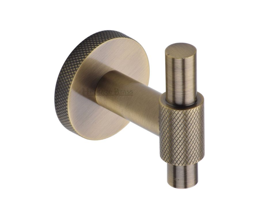 Heritage Brass Antique Brass Knurled Bar Hook | V1042-AT