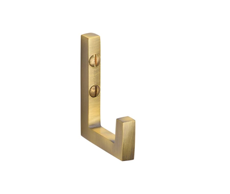 Heritage Brass Antique Brass Square Single Hook  |  V1045-AT
