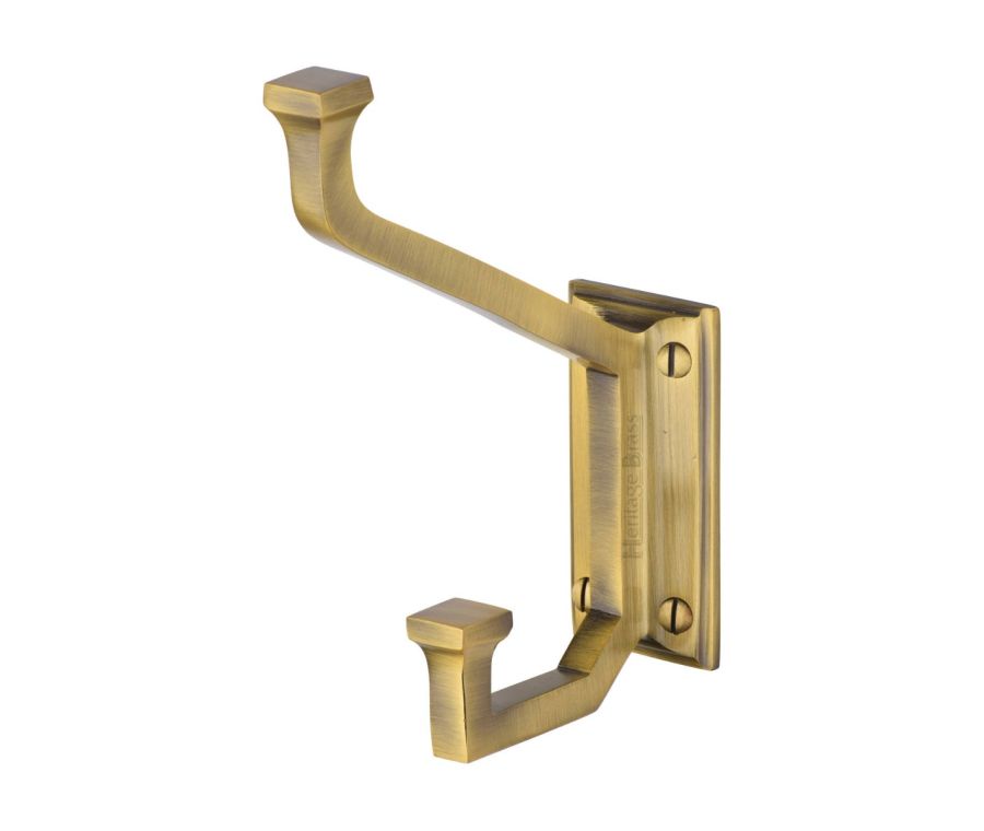 Heritage Brass Antique Brass Rectangular Hat and Coat Hook | V1053-AT