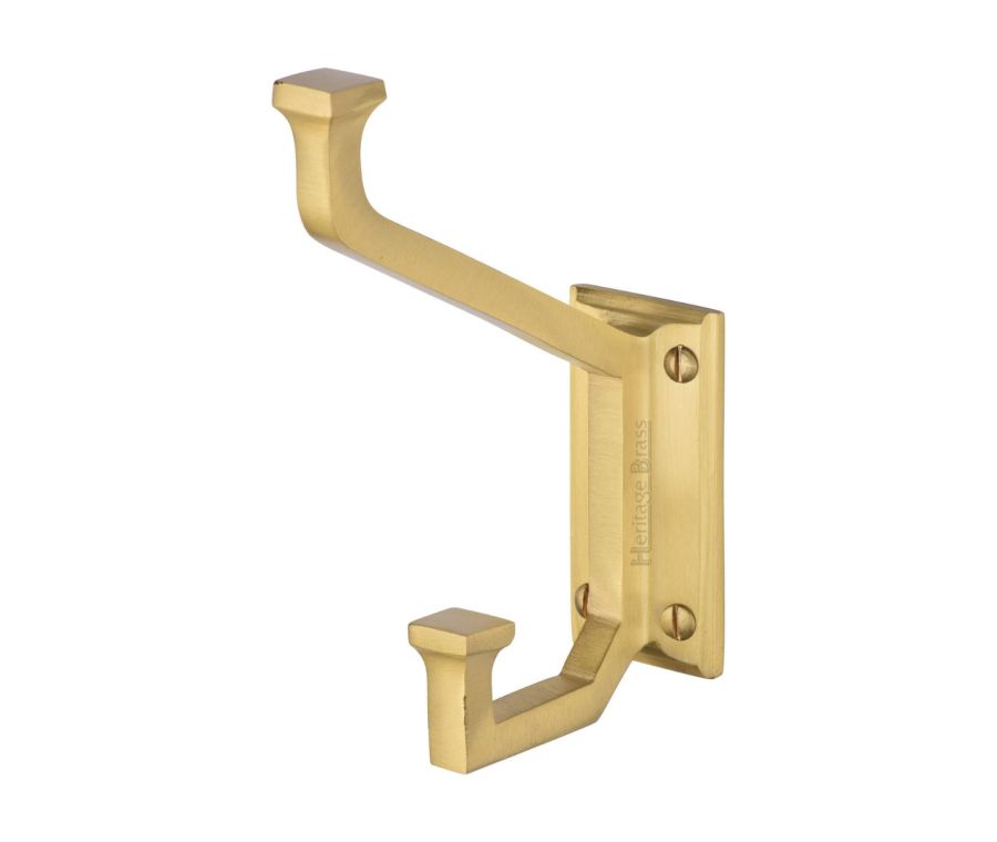 Heritage Brass Satin Brass Rectangular Hat and Coat Hook | V1053-SB