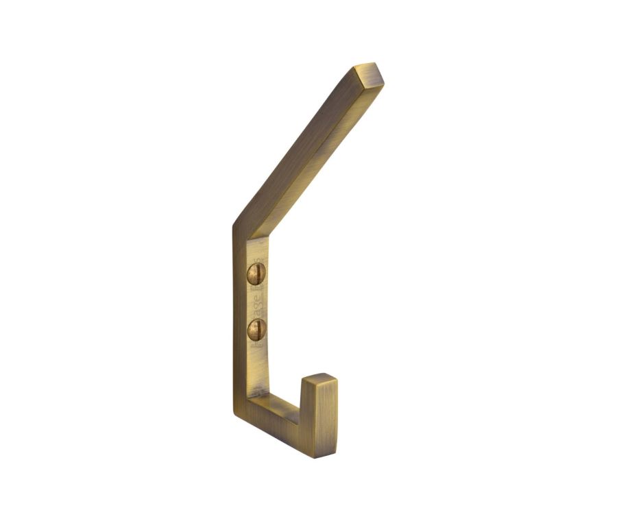 Heritage Brass Antique Brass Square Double Hat and Coat Hook | V1055-AT