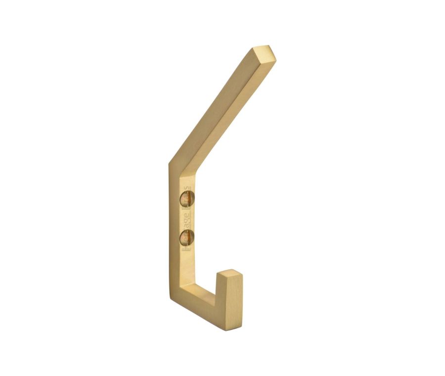 Heritage Brass Satin Brass Square Double Hat and Coat Hook | V1055-SB