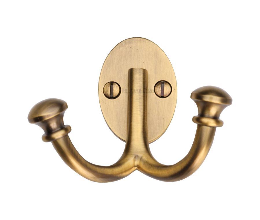 Heritage Brass Antique Brass Ball Double Hook | V1063-AT