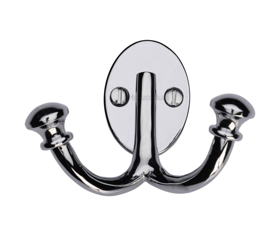 Heritage Brass Polished Chrome  Ball Double Hook  |  V1063-PC