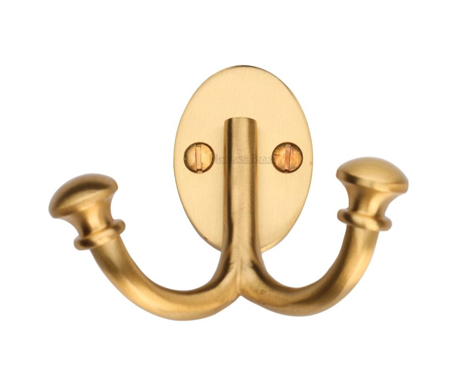 Heritage Brass Satin Brass Ball Double Hook | V1063-SB