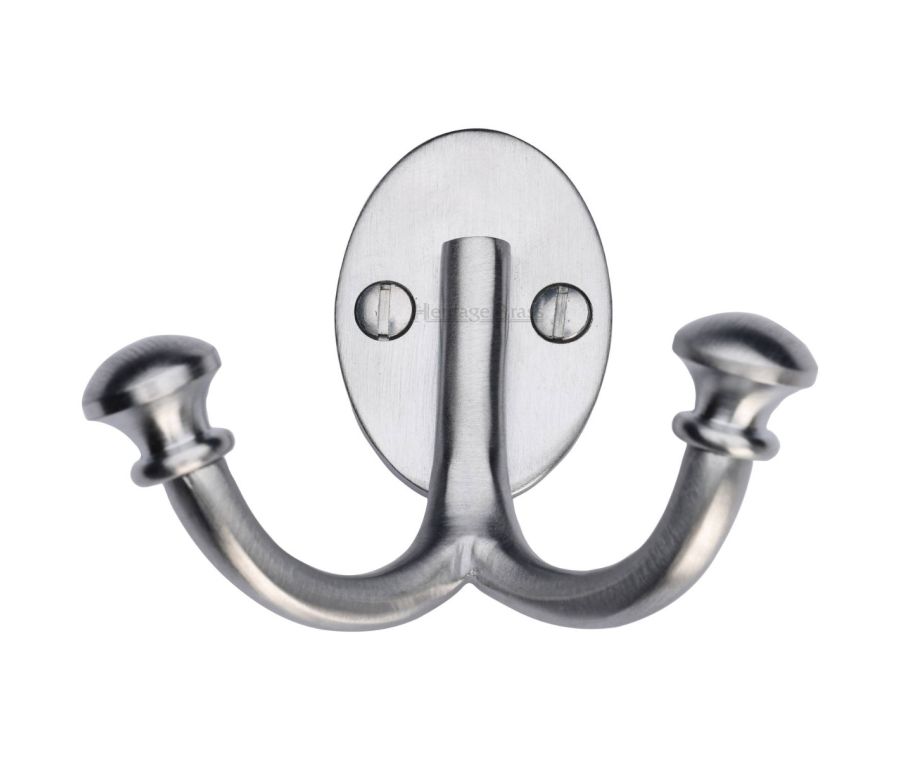 Heritage Brass Satin Chrome  Ball Double Hook  |  V1063-SC