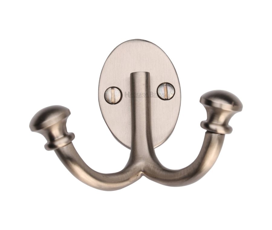 Heritage Brass Satin Nickel Ball Double Hook | V1063-SN