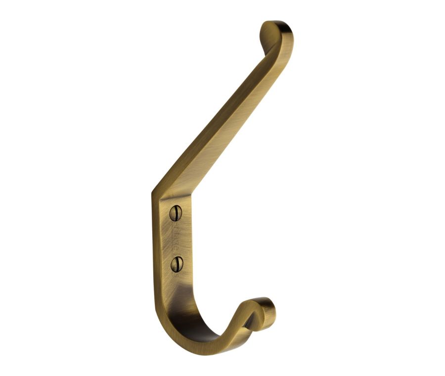 Heritage Brass Antique Brass Angular Hat & Coat Hook  |  V1066-AT