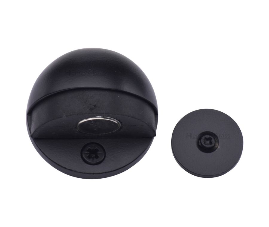 Heritage Brass Matt Black Round Shielded Magnetic Door Stop | V1080 MAG-BKMT