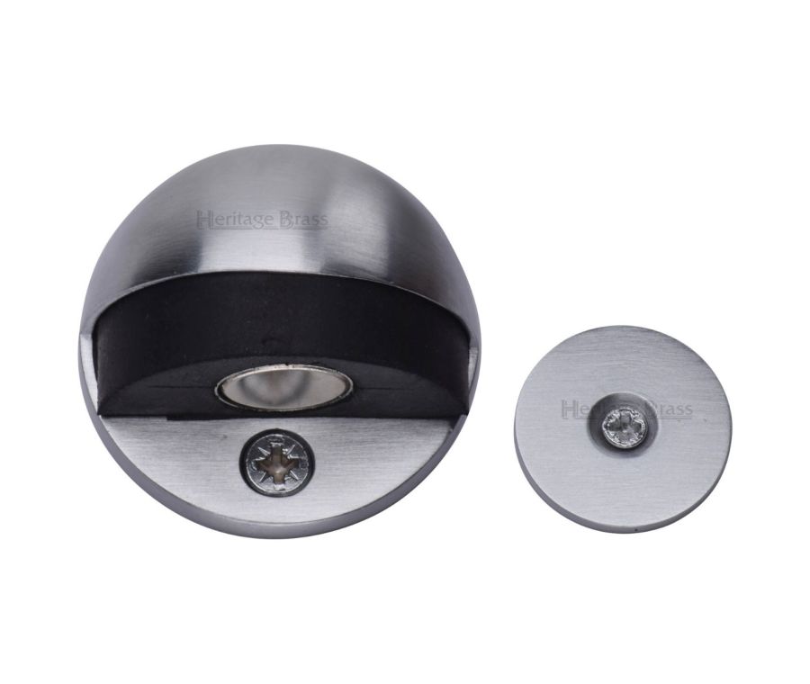 Heritage Brass Satin Chrome Round Shielded Magnetic Door Stop  | V1080 MAG-SC