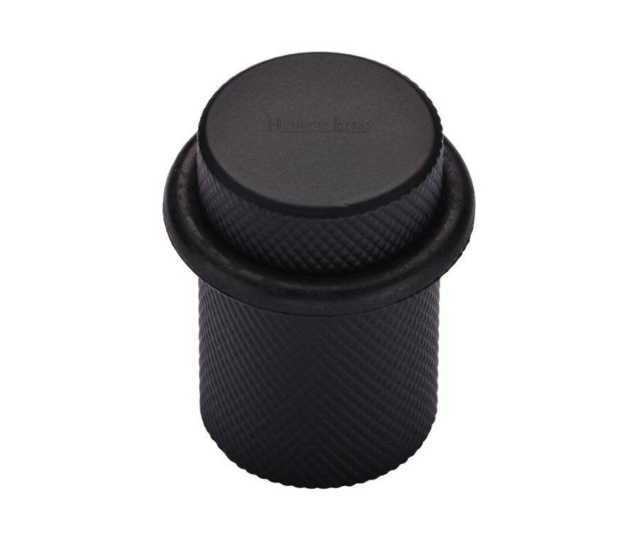 Heritage Brass Matt Black Round Door Stop Knurled | V1085-BKMT