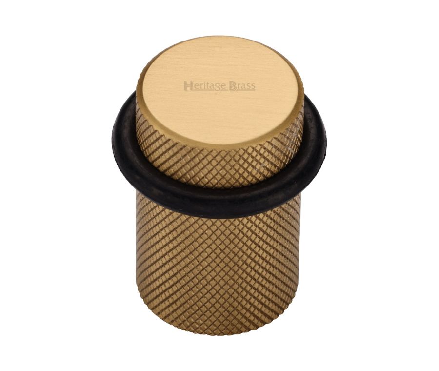 Heritage Brass Satin Brass Round Door Stop Knurled | V1085-SB