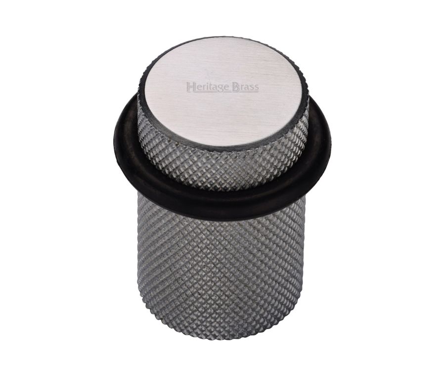 Heritage Brass Satin Chrome Round Door Stop Knurled | V1085-SC