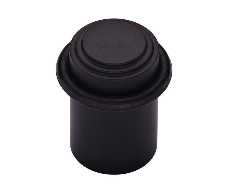 Heritage Brass Matt Black Round Door Stop Stepped | V1086-BKMT