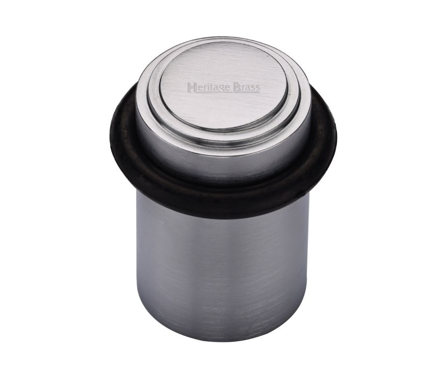 Heritage Brass Satin Chrome Round Door Stop Stepped | V1086-SC