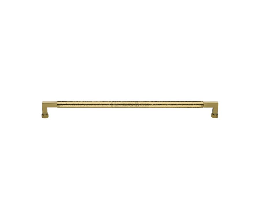 Heritage Brass Polished Brass 330mm Bauhaus Hammered Pull Handle  |  V1317 330-PB