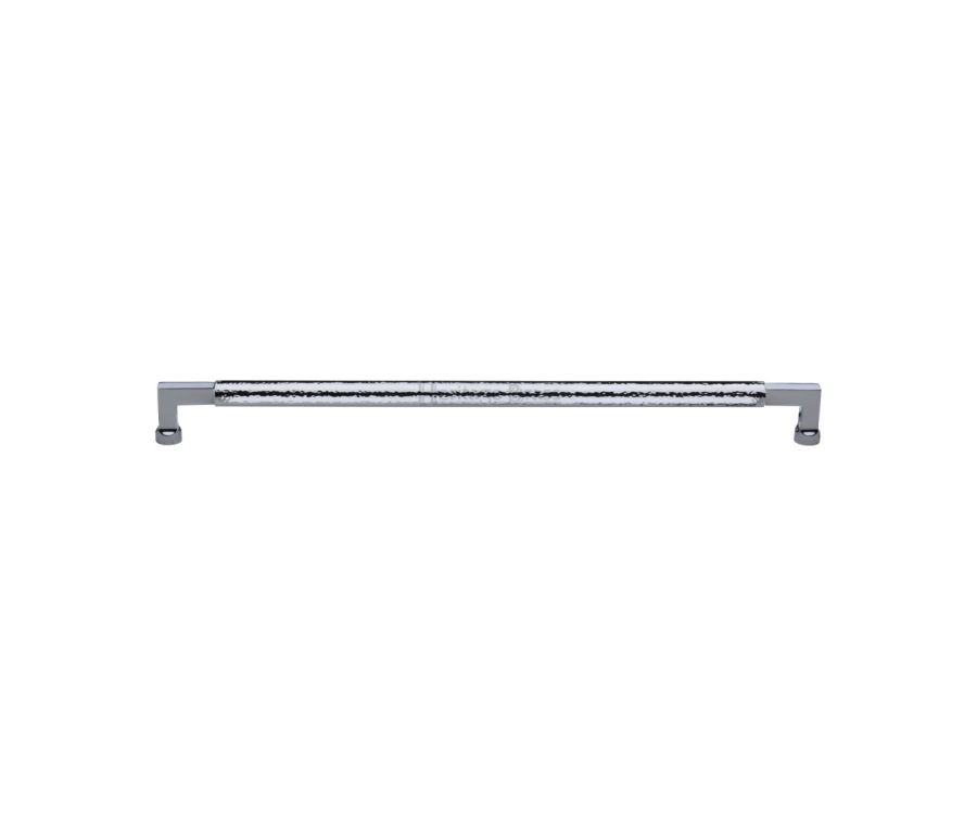 Heritage Brass Polished Chrome 330mm Bauhaus Hammered Pull Handle  |  V1317 330-PC