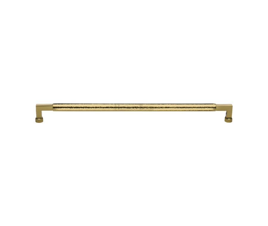 Heritage Brass Polished Brass 483mm Bauhaus Hammered Pull Handle | V1317 483-PB