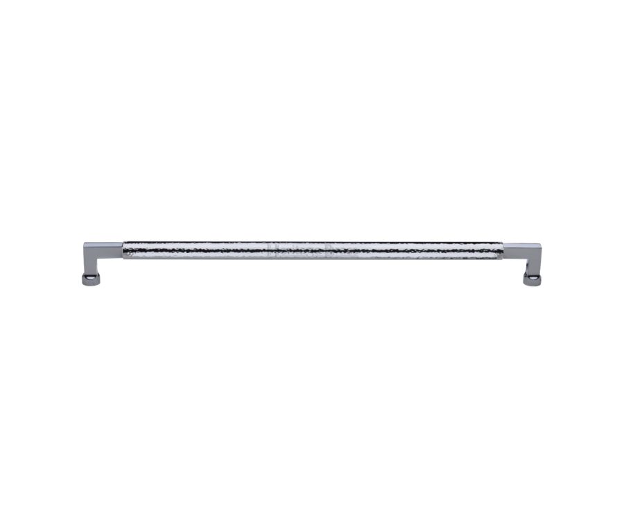 Heritage Brass Polished Chrome 483mm Bauhaus Hammered Pull Handle | V1317 483-PC