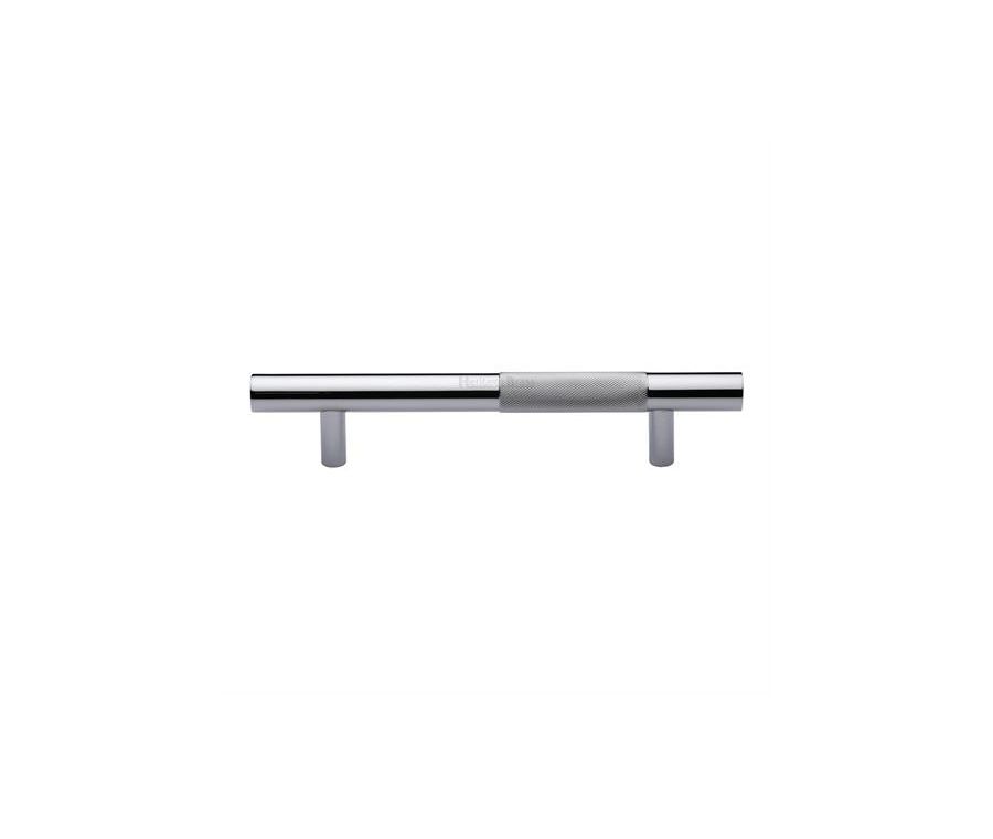 Heritage Brass Polished Chrome Knurled Bar Door Pull Handle 305mm