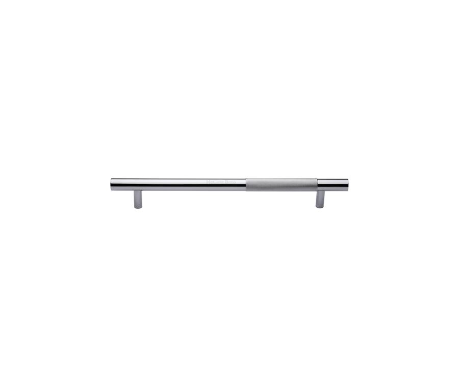 Heritage Brass Polished Chrome Knurled Bar Door Pull Handle 457mm