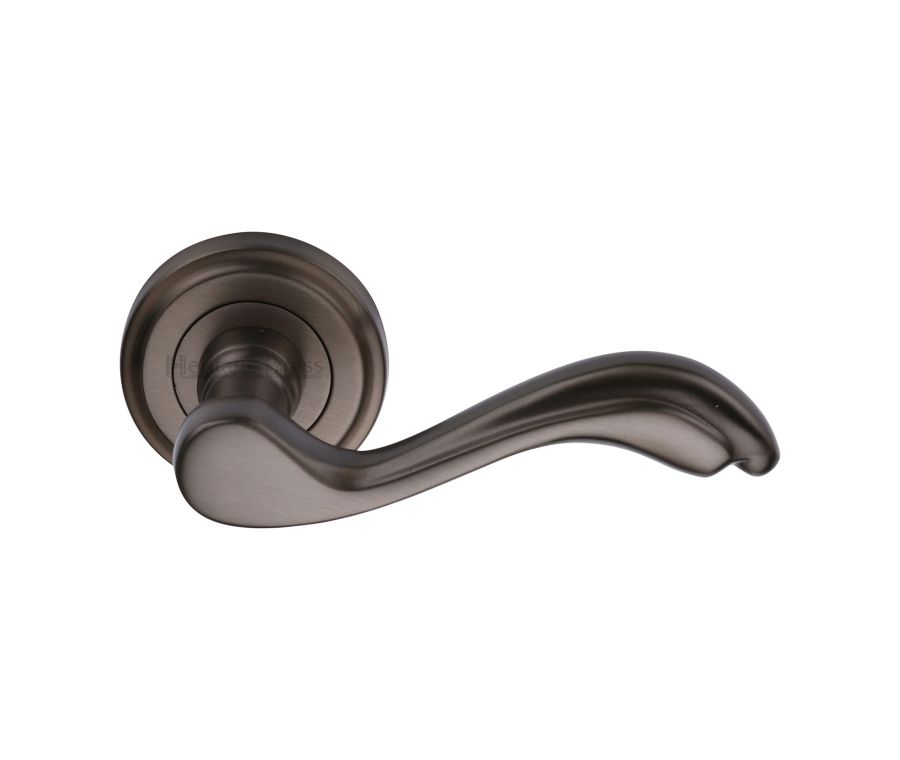 Matt Bronze Lisboa Door Handle on Round Rose