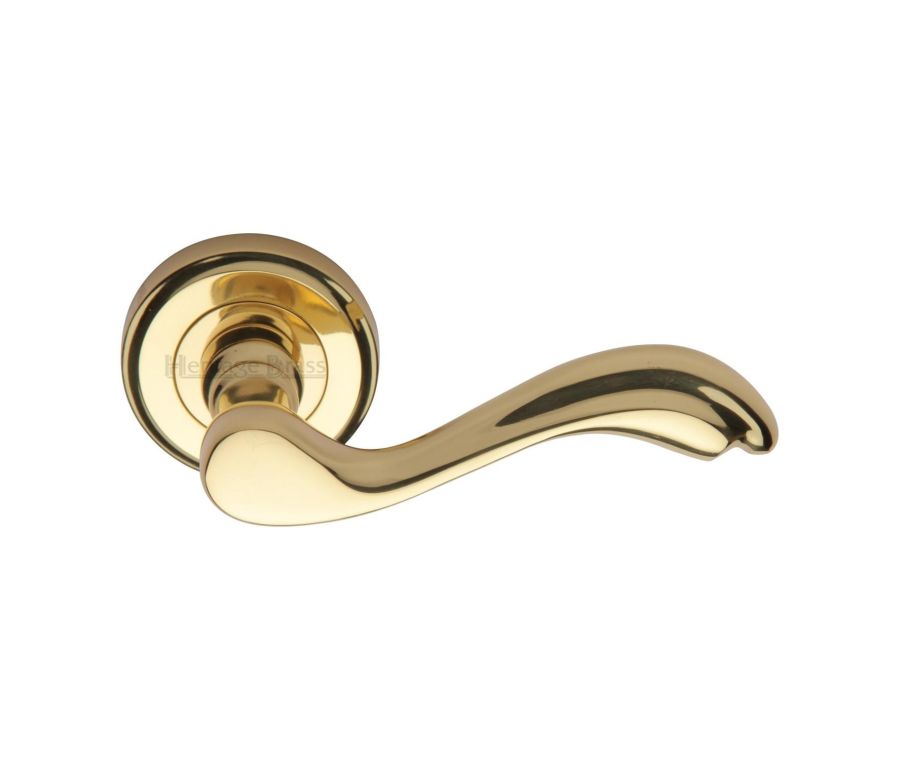 Polished Brass Lisboa Door Handle on Round Rose