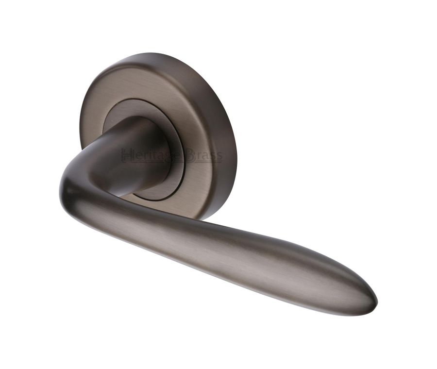 Matt Bronze Sutton Door Handle on Round Rose