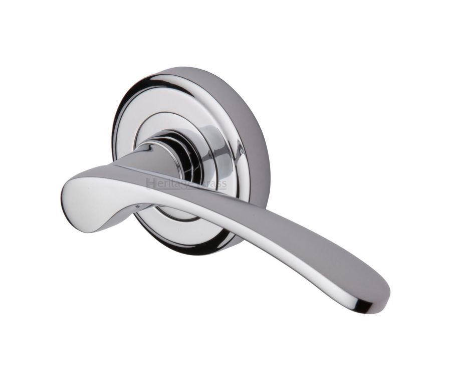 Polished Chrome Sophia Door Handle on Round Rose