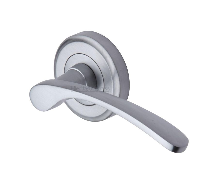 Satin Chrome Sophia Door Handle on Round Rose