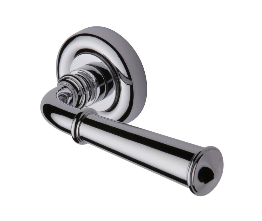 Polished Chrome Colonial Door Handle on Round Rose