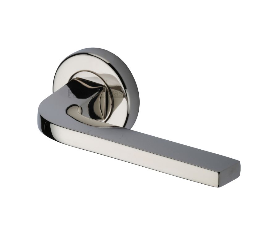 Polished Nickel Finish Bellagio Door Handle on Round Rose