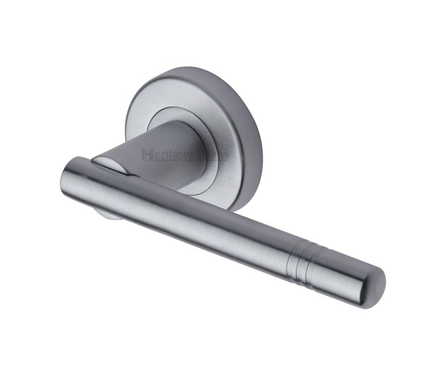 Satin Chrome Alicia  Door Handle on Round Rose