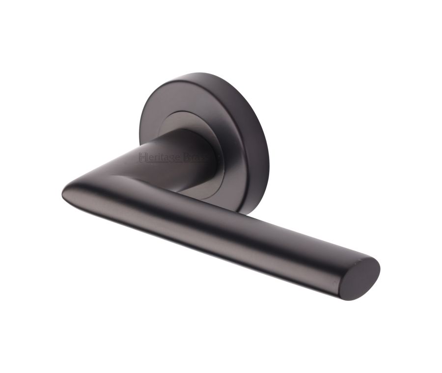 Matt Bronze Admiralty Door Handle on Round Rose