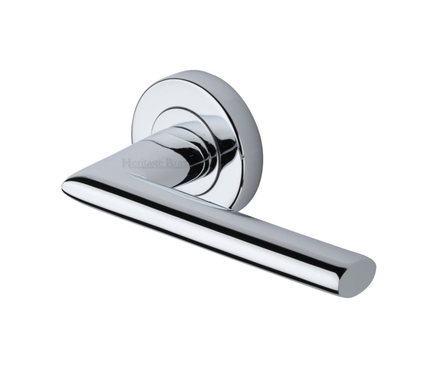 Polished Chrome Admiralty Door Handle on Round Rose