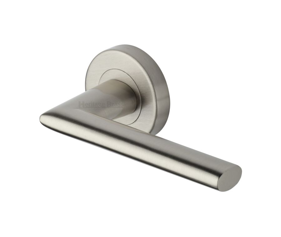 Satin Nickel Admiralty Door Handle on Round Rose