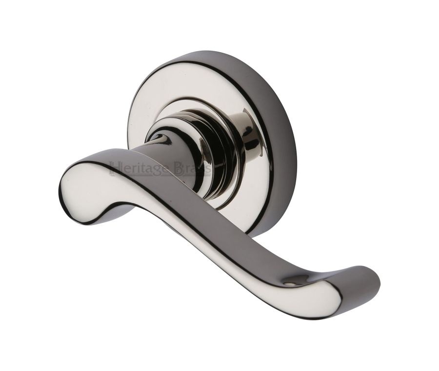 Polished Nickel Finish Bedford Door Handle on Round Rose