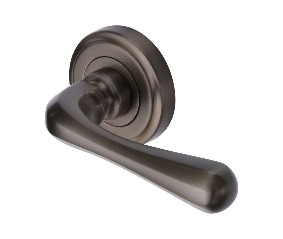 Matt Bronze Charlbury Door Handle on Round Rose