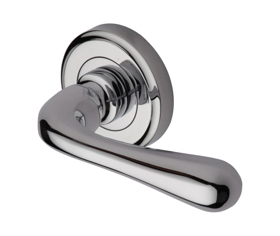 Polished Chrome Charlbury Door Handle on Round Rose