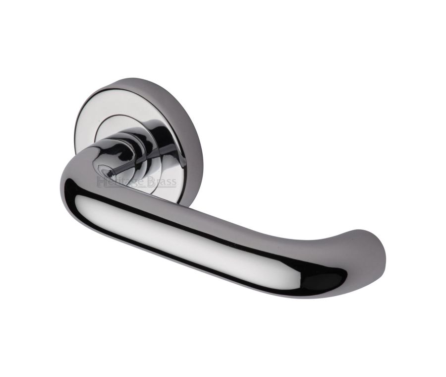 Polished Chrome Harmony Door Handle on Round Rose