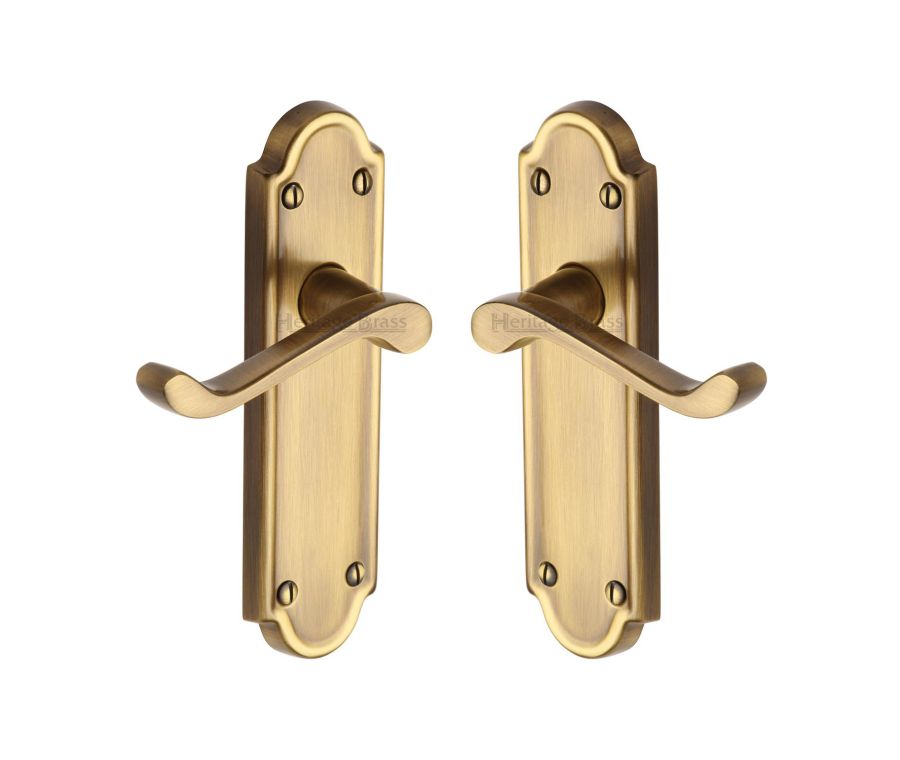 Heritage Brass Antique Brass Meridian Door Handle on Plate - Lever Latch