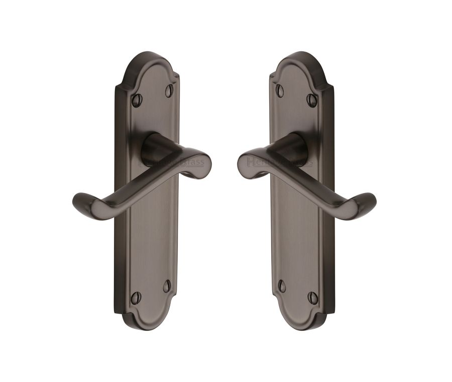 Heritage Brass Matt Bronze Meridian Door Handle on Plate - Lever Latch