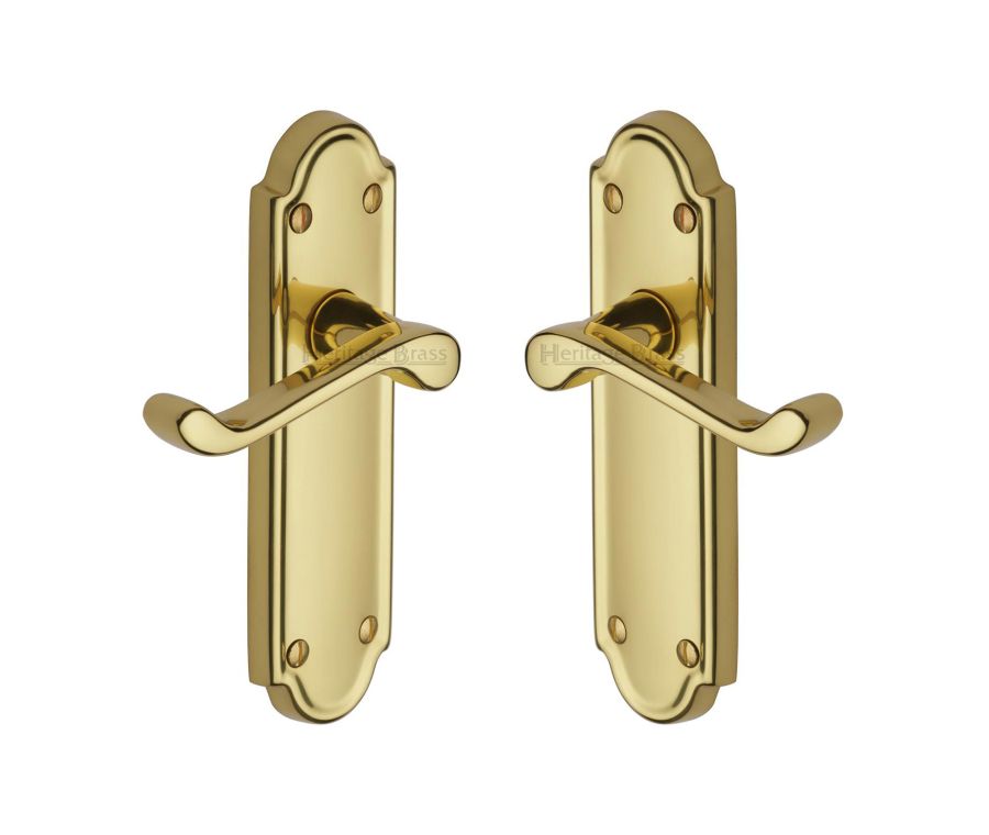 Heritage Brass Polished Brass Meridian Door Handle on Plate - Lever Latch
