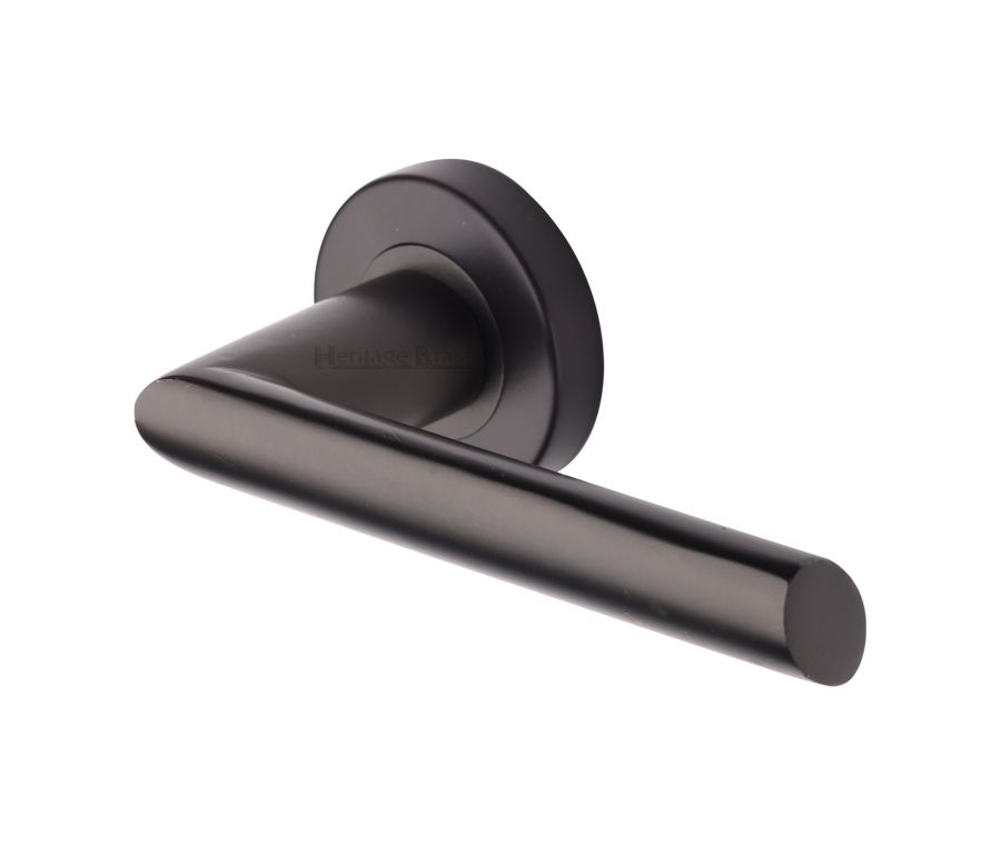 Matt Bronze Mercury Door Handle on Round Rose