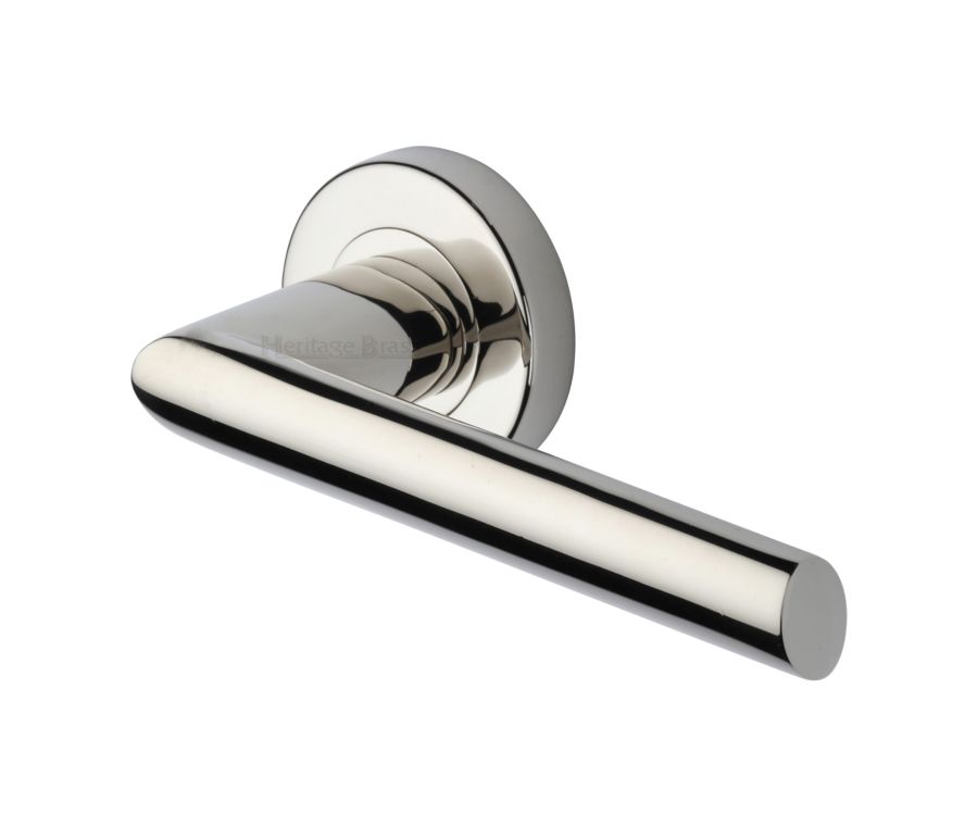Polished Nickel Finish Mercury Door Handle on Round Rose