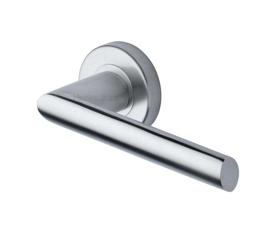 Satin Chrome Mercury Door Handle on Round Rose